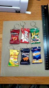 Handmade Keychains Mini Chips Keychains approx. 7cm x 5 cm Waterproof Vibrant colors