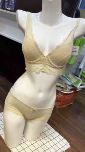 Bộ đồ lót Vic ren hoa mút vừa đính nơ bản 4 móc quần nguyên mông