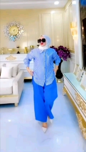 Nathalie Set By IrishLabel-Setelan Celana Tunik dan Blouse Oversize Salur