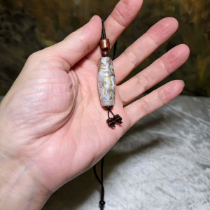 39.5mm Tibetan Shankha fossil Natural Eyes Dzi pendant 藏传天眼法螺天珠