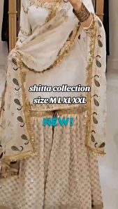 [PRE-ORDER] 2025 MAY WHITE READYMADE BOLLYWOOD SUIT WITH SHARARA PANT WITH EMBROIDERY SEQUINS WORK SIZE M TO 2XL ( DELIVERY 10 WORKING DAYS) ETA: 2025-08-30 | PAKISTANI WEDDING DRESS| PAKISTANI PUNJABI SUIT| INDIAN PARTY WEAR SUIT | INDIAN TRADITION WEAR