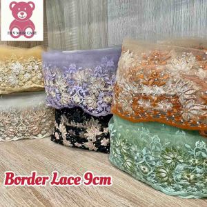Border lace crystal tinggi 9cm boder lace cantik beautiful border lace sebagai hiasan pakaian