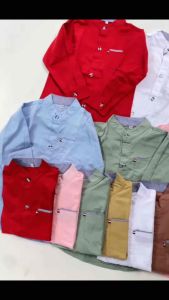 เสื้อเชิ้ตเด็กพร้อมส่ง ผ้าคอมทวิล ผ้านิ่มใส่สบายมากแม่ 💋💋 สีอังกฤษ หรืออังกฤษ