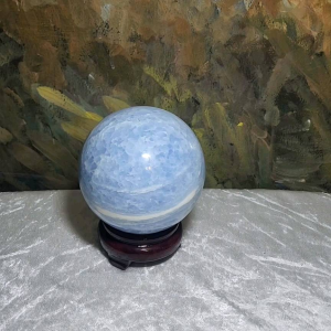 Rare 10.5cm premium large size Celestine fengshui globe sphere (Metal produces Water) home decor 精品1.78公斤天青石球金生水风水摆件