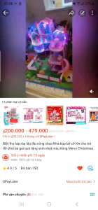 (Hỏa Tốc) Biệt thự lắp ráp lâu đài công chúa Nhà búp bê cỡ lớn cho trẻ đồ chơi bé gái quà tặng sinh nhật màu hồng 4 tầng 13 phòng tặng kèm dây đèn trang trí