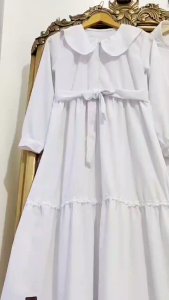 Baju Muslim Anak Perempuan Set Gamis Putih Polos Anak Perempuan 6-15th Orisabilaqu Baju Manasik Haji Umroh Set Gamis Anak Bonus Khimar