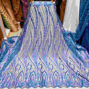 Bahan Kain Tile Bordir Salur Payet & Bakal Gamis Panjang