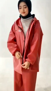 Jas Hujan Raincoat Mantel Pria Wanita Dewasa Setelan Baju Celana Bahan PVC