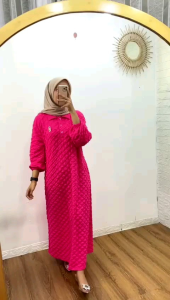 Firla Midi Dress Wanita Bubble Knit Jumbo Fit to XXL Mewah Elegan Kekinian