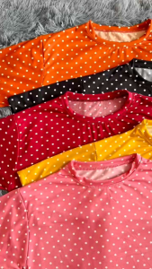 POLKA PRINT BASIC BLOUSE TOP TSHIRT FOR WOMEN FIT S TO SEMI XL COTTON