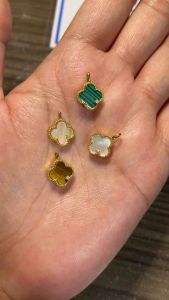 18K Yellow Gold Four-Clover Hollow Pendant(with .008ct diamond) FOR DAINTY/ MANINIPIS NA CHAINS ONLY