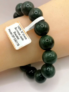 ❤️100% Authentic Brand New Set "A" grade Burmese jade bracelet free size precious big size beads 13mm diameter jade gemstones 16 units semi translucent 90%+- perfection unique deep spicy green colour symbolize good luck prosperity longevity many successes