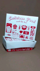 50 PCS Paper Lunch Box S Box Makanan Ukuran 11 x 75 x 45 cm Motif Warna Merah