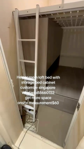 Loft bed with storage cabinet bed customize for helper room singapore/bomb shelter /store room/unity