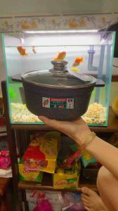Nồi vân đá chống dính - nồi nấu bếp từ Tithafac Cao Cấp Nắp Kính - Dụng Cụ Bếp - gia dụng Nari
