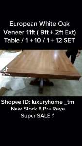 Harrington European White Oak Veneer 11ft (9ft + 2ft Extension) Dining TABLE in the Solid Wood Frame & Chairs. Available in SET / TABLE ONLLY EXPORT TO the USA