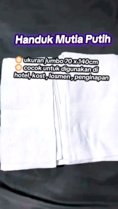 Handuk Hotel PUTIH MUTIA Jumbo besar Uk 70 x 140 cm Handuk Mandi Dewasa Handuk PUTIH