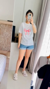 KAOS RIBBON PITA KEKINIAN KOREA KPOP CEWEK WANITA KEKINIAN TERBARU DEKAOS SHOP 3030 RIBBON