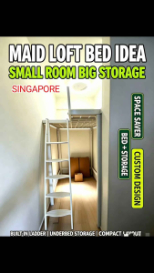Metal Loft Bed for HDB Bomb Shelter Maid Room | Custom Size | On‑site Measurement Delivery & Installation Maximize Storage Space Helper Bed