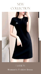 Summer Style Simple Large Size Loose Casual Slimmer Look Fashion Mid-Length Short-Sleeved Women Cover Belly Dress