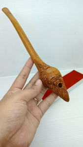 once pipa kayu kelor emas ukir pak jenggot h487