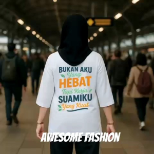 Kaos Wanita Lengan 7/8 Motif Tulisan Suami Hebat