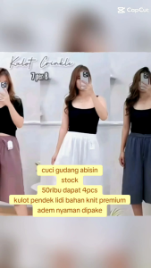 CUCI GUDANG 4PCS 50 RIBU CELANA PENDEK KULOT WANITA REMAJA DEWASA BAHAN KNIT PREMIUM