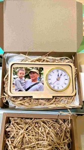 Personalized Wooden Desk Clock Engraved and Photo Print Insert | Gift for Office Home Souvenirs Christmas Gift