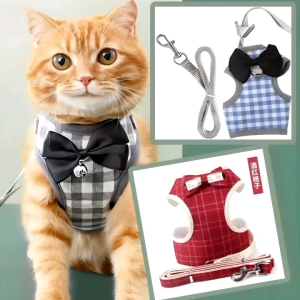 ROMPI DASI KUPU + HARNESS MODIS UNTUK KUCING ((UKURAN MEDIUM))