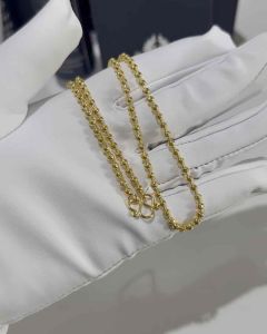 เงินแท้ 925/ สร้อยคอเงินแท้สีทอง เงินแท้เคลือบทอง ลายเม็ดจีบ หนา 3 มิล | NG130001