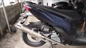 DUAl TIP POWER PIPE FOR HONDA CLICK 125 V1V2 V3 FULL SET 32 MM-28 MM STRAIGHT ELBO CANISTER WITH COMPLETE ACCESSORIES BRACKETCLAMPSPRING AND LASER EMBROID EMBLEM
