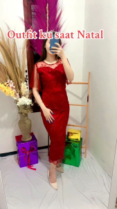 Gaun Pesta Brokat Tulle & Satin Velvet Premium: Dress Natalan Mewah Import