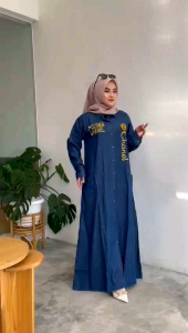 Gamis Jeans Wanita Viora LD 110 Muat BB 50 Sampai 70KG