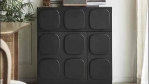 Tủ gỗ decor tủ trang trí phòng khách phòng ngủ tủ đựng đồ nhiều ngăn Mono họa tiết ô vuông nổi sang trọng tiện lợi TG-01