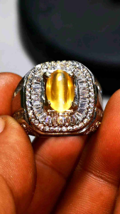 Batu permata natural oval cat eye plus memo