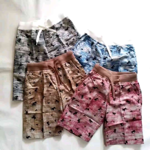 PAKET 3PCS Little M Celana Pendek Woven Kolor Anak Kecil Laki Laki Laki2 Cowok Bayi Balita Pinggang Karet Rib Rip Saku Samping Branded Premium Motif Full Print Harian Bahan Katun Adem Lembut Tebal Terbaru 2023 Korea Viral Sehari Hari Umur 1 sampai 7 Tahun