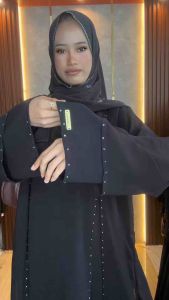 Eksclusive Abaya Basic Remaja Hitam Polos Gamis Maxi Dress Renda Umroh Muslimah Arab