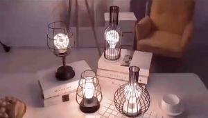 Nordic wind iron art red wine glass red wine bottle copper wire lamp led decorative night light