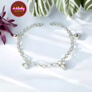 🌈AAbaby Galleries AA415 Original Baby Silver Anklet Bracelet Mickey米奇鼠Rantai Kaki/Tangan/Gelang Kaki Bayi/Kanak