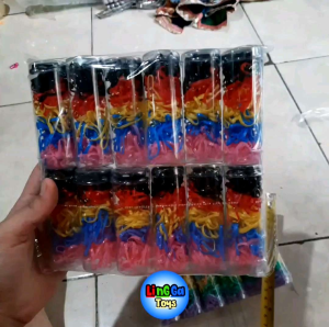 12 Pcs karet jepang tabung mika kecil ( ukuran 8x3 ) / karet kepang rambut anak