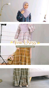 FINA DRES #1 & #2 - GAMIS KEKINIAN DRES BAHAN USMANTUS #1 & KATUN HARUKA #2 KOTAK KOTAK BY ANNAIRA.ID