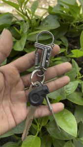 Damascus Budhha Keychain stainless