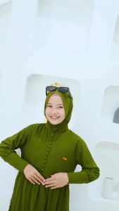 Gamis anak perempuan polos bahan ceruty free pasmina nabilaa dress kids tanggung usia 6-15 Tahun