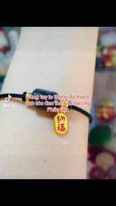 Vòng tay nam nữ lu thống đá thạch anh tóc đen mic thẻ bài Phúc Lộc may mắn