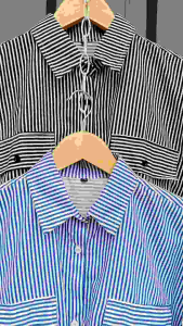 Kemeja Arabella Salur Pake Saku Poket Aktif Kiri Kanan Size M L XL XXL XXXL