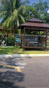 Gazebo 6x7 Double Roof with Seat Kerusi Cengal Wood Pondok Kayu Handmade Outdoor Garden Taman Bunga Pagar Tangga Pergola