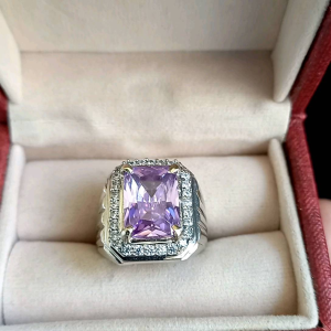 Cincin Batu Kecubung Lavender Mewah Elegant
