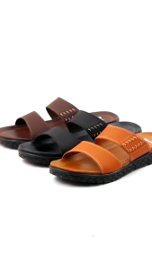sandal kulit pria ban dua sandal slop cowok kulit sandal kulit pria keren anti selip size 39-43