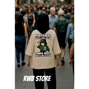 Atasan Wanita Model Oversize Lengan 7/8 Gambar Depan Belakang Tulisan Punya Niat