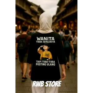 Atasan Wanita Model Oversize Lengan 7/8 Gambar Depan Belakang Motif Tulisan Tidak Bercerita